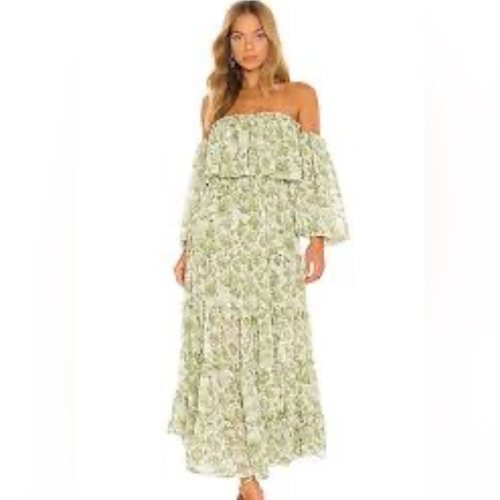 Misa Los Angeles off-the-shoulder midi dress. Size medium.